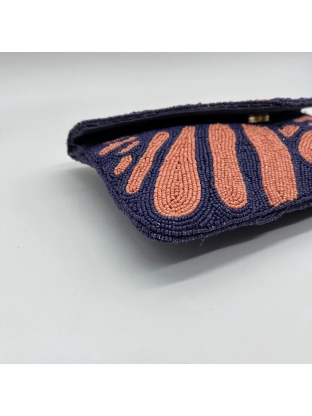 On 34th Beaded Pink and Blue Envelope Clutch Bag
